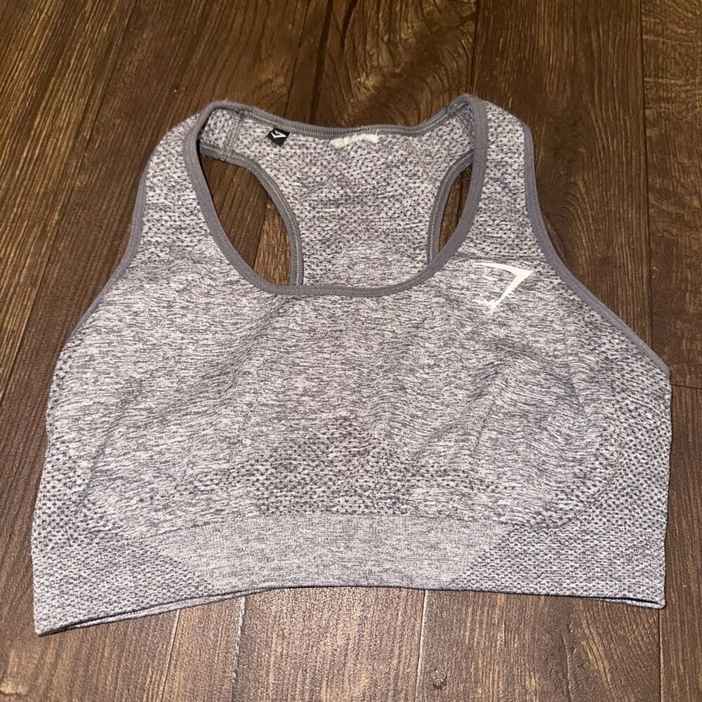 Gymnshark heathered gray racerback athletic sports bra
